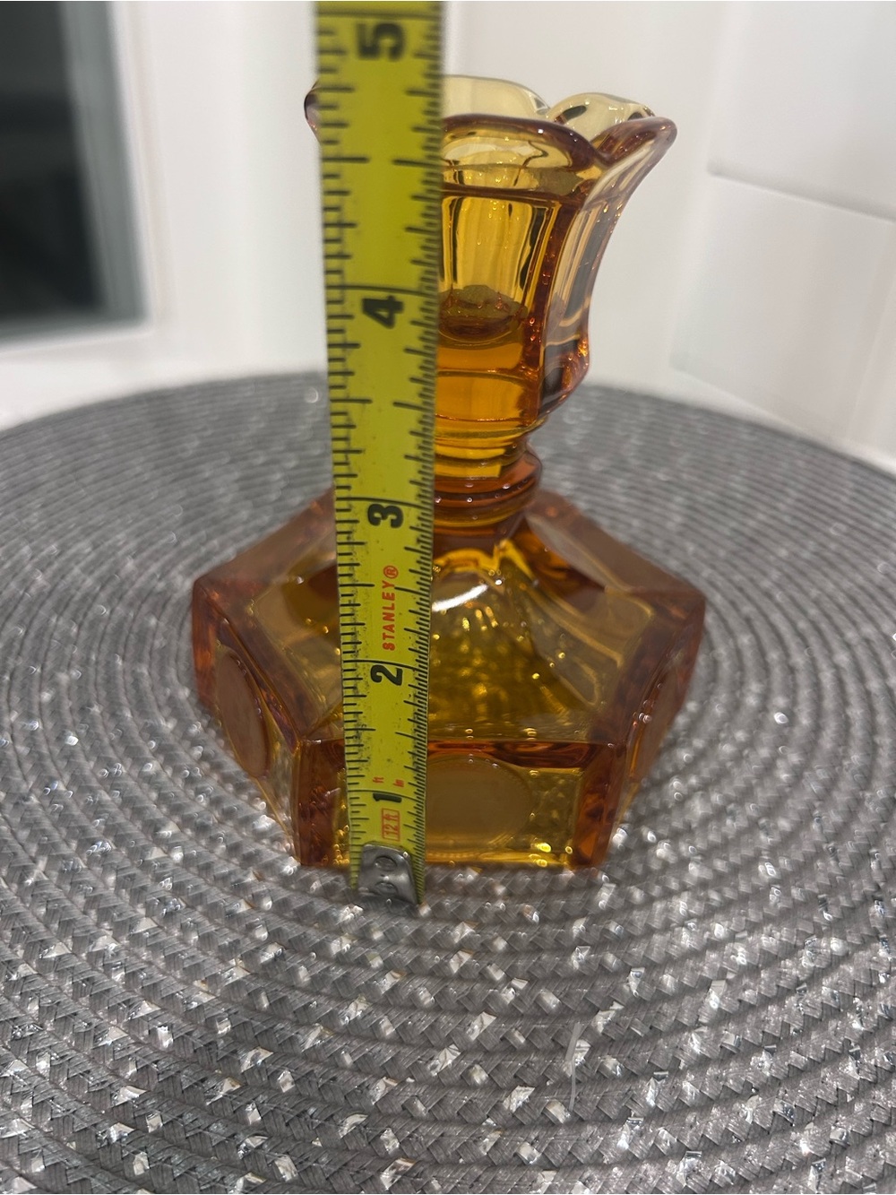 Fostoria Amber Liberty coin pattern Candlestick holder - Picture 4 of 5